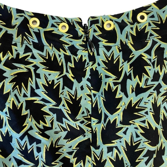 NWT Derek Lam 10 Crosby Dress Leaf Print Grommet Detail Mini in Aqua Black Size8 - Picture 7 of 10